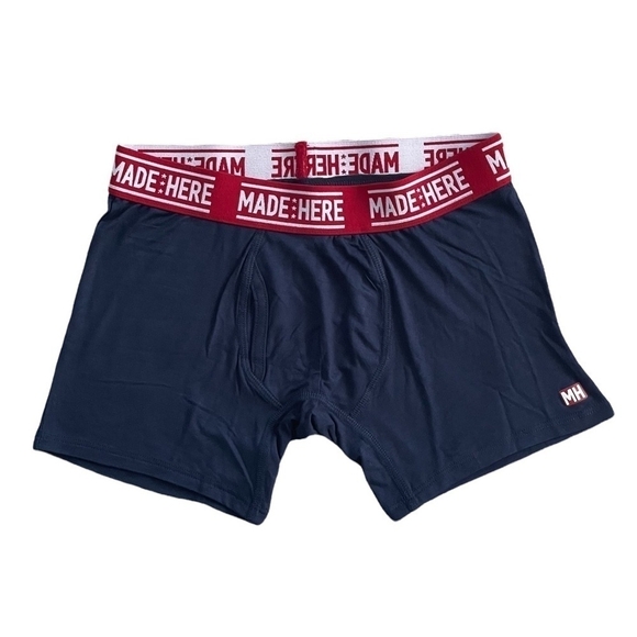 MADE HERE Men’s All American Boxer Brief Navy/Red - Picture 1 of 4